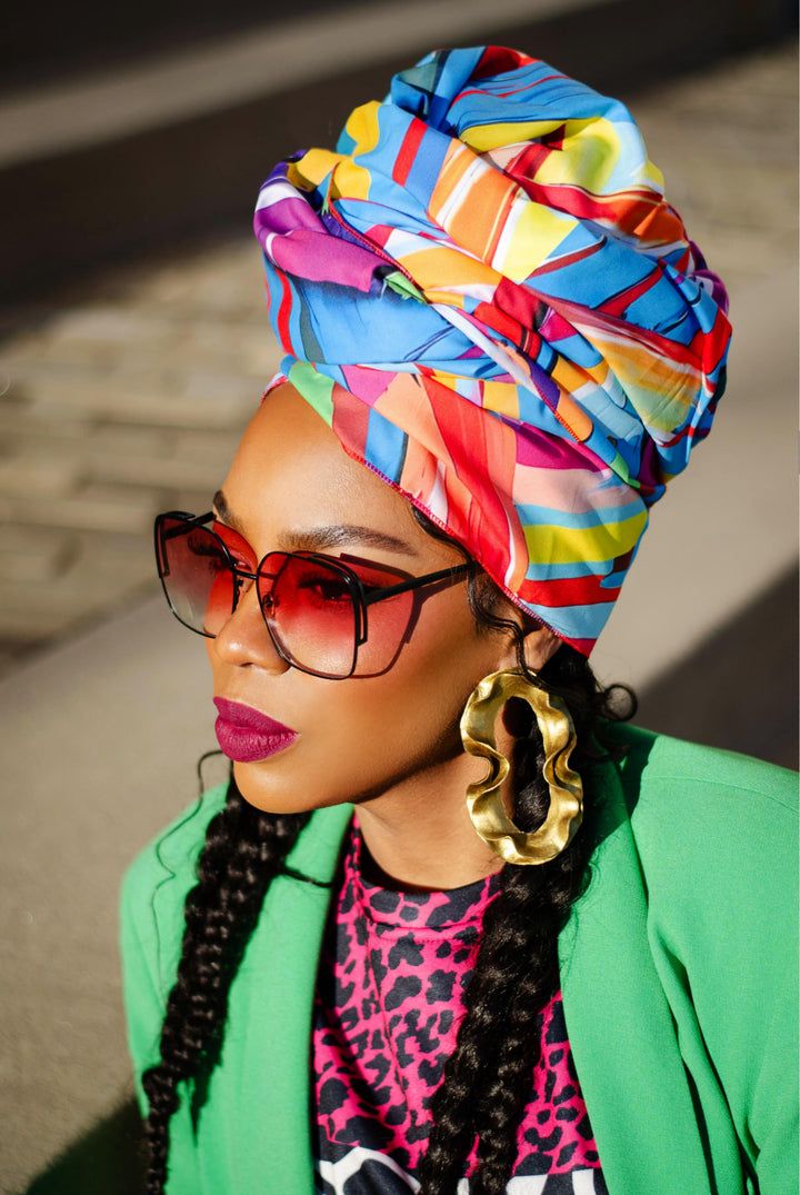 An African woman in a head wrap.