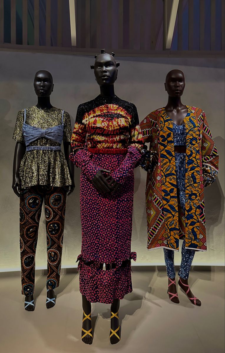 African fashion exhibit at the Victoria & Albert Museum, London, showcasing contemporary structural designs and their global cultural impact.