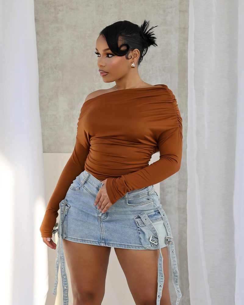 The Denim Skirt and Off-Shoulder Top Combo