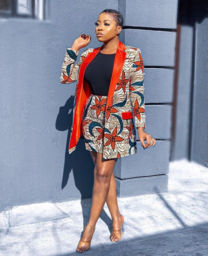 African woman in a contemporary Ankara blazer 
