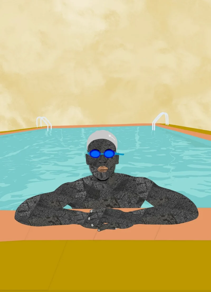 Man in a Pool I, like all of Osinachi's work, was created using Microsoft Word