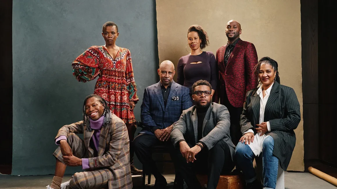 Playwrights and theatre makers Jeremy O. Harris, Dominique Morisseau, Lynn Nottage and others at a theatre gathering