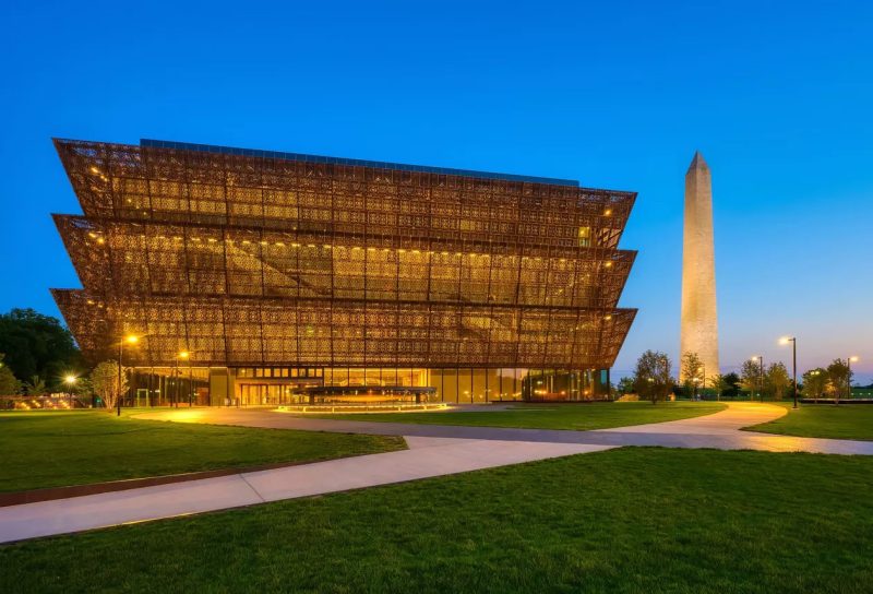  Exterior of the National Museum of African American History and Culture, designed by architect David Adjaye