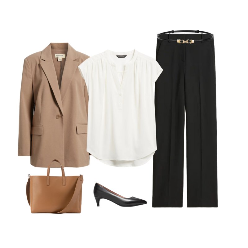 A picture showing a curated capsule wardrobe featuring clean, neutral workwear essentials for effortless transitions.