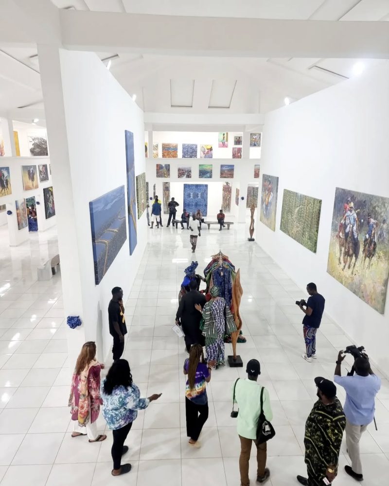 Gallery interior in Lagos, Nigeria, featuring contemporary Nigerian artworks