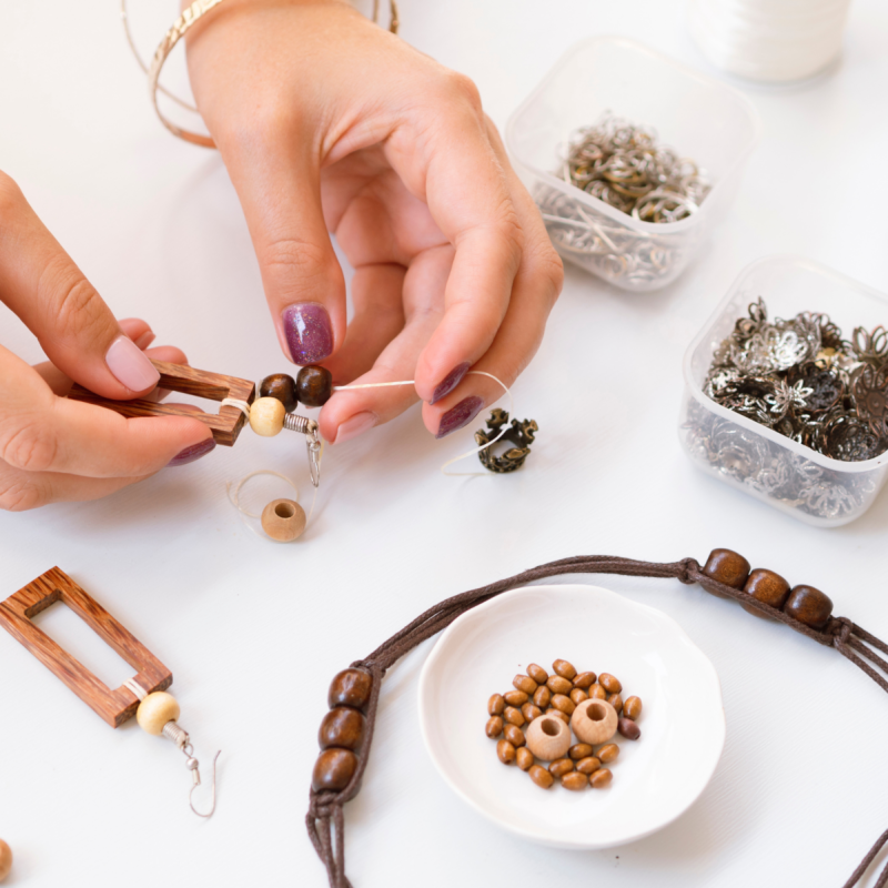 A picture showing how some sustainable accessories are being made.
