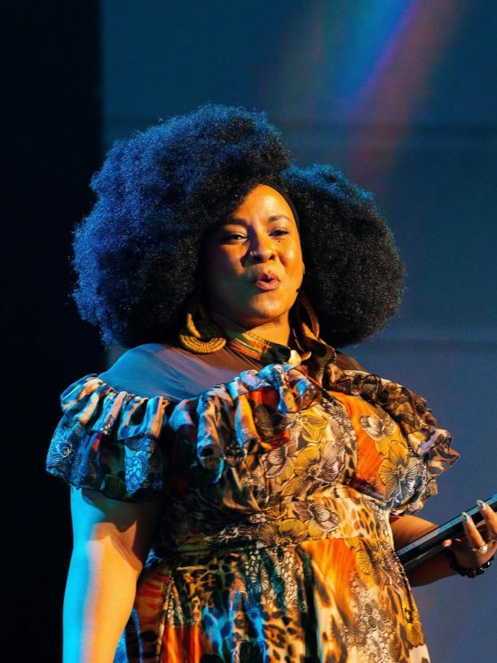 Lebo Mashile, pioneering South African performance poet, celebrating Black womanhood