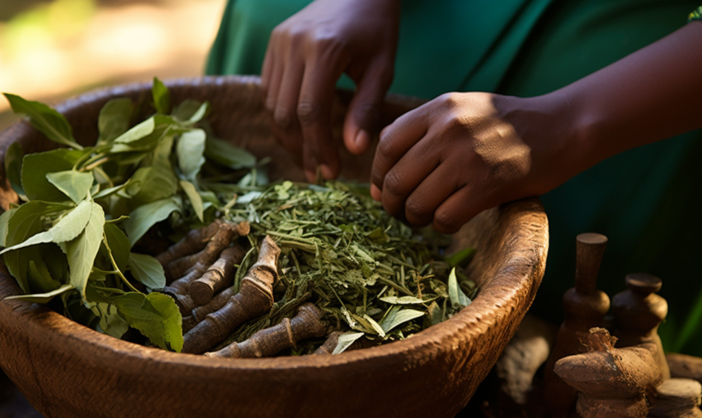  A picture showing different traditional herbs, often used for sickness.
