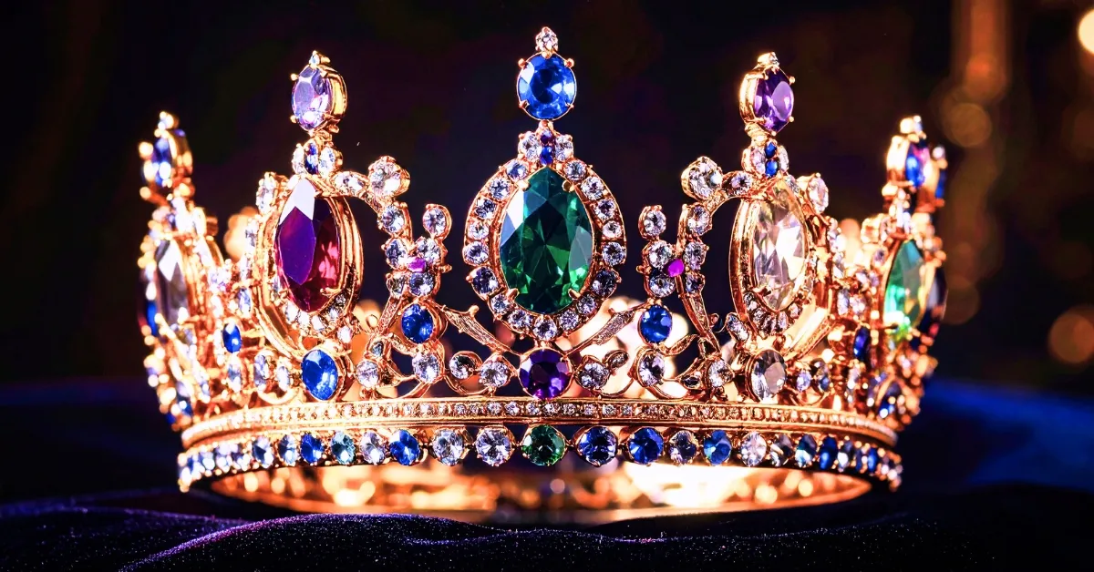 A picture showing a royal crown made from purple.
