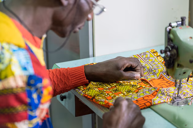 A picture of a man sewing, showing the cultural logic behind each cloth produced.