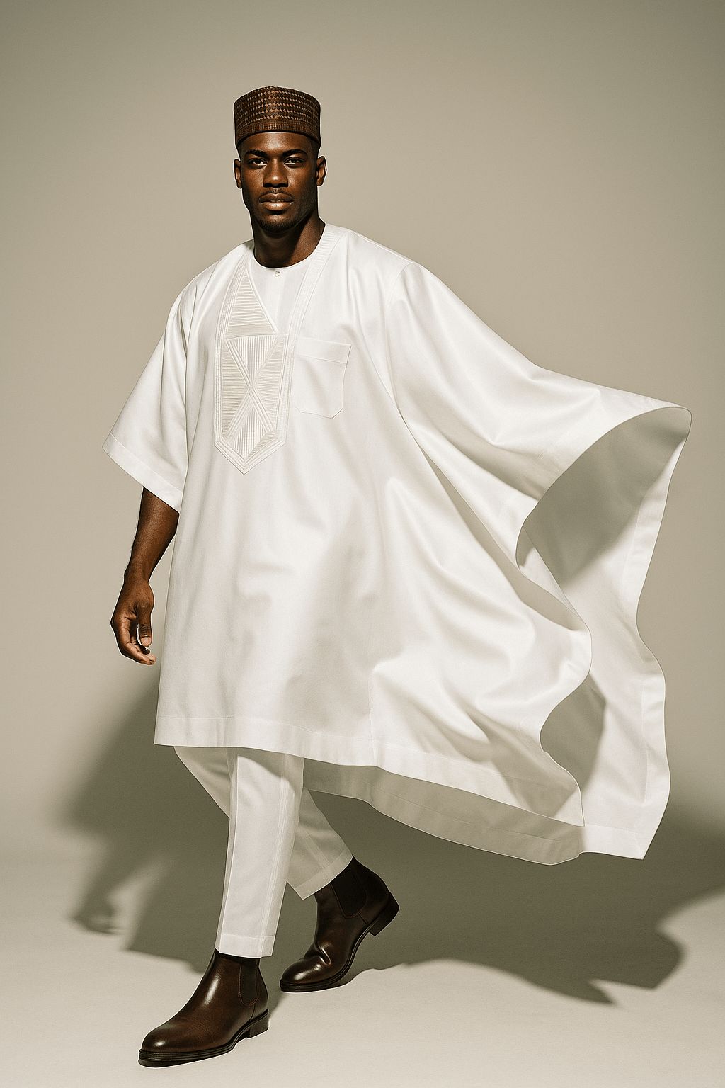 An inclusive man in a sustainable East African kofia, representing the visionary fusion of coastal heritage and modern luxury.
