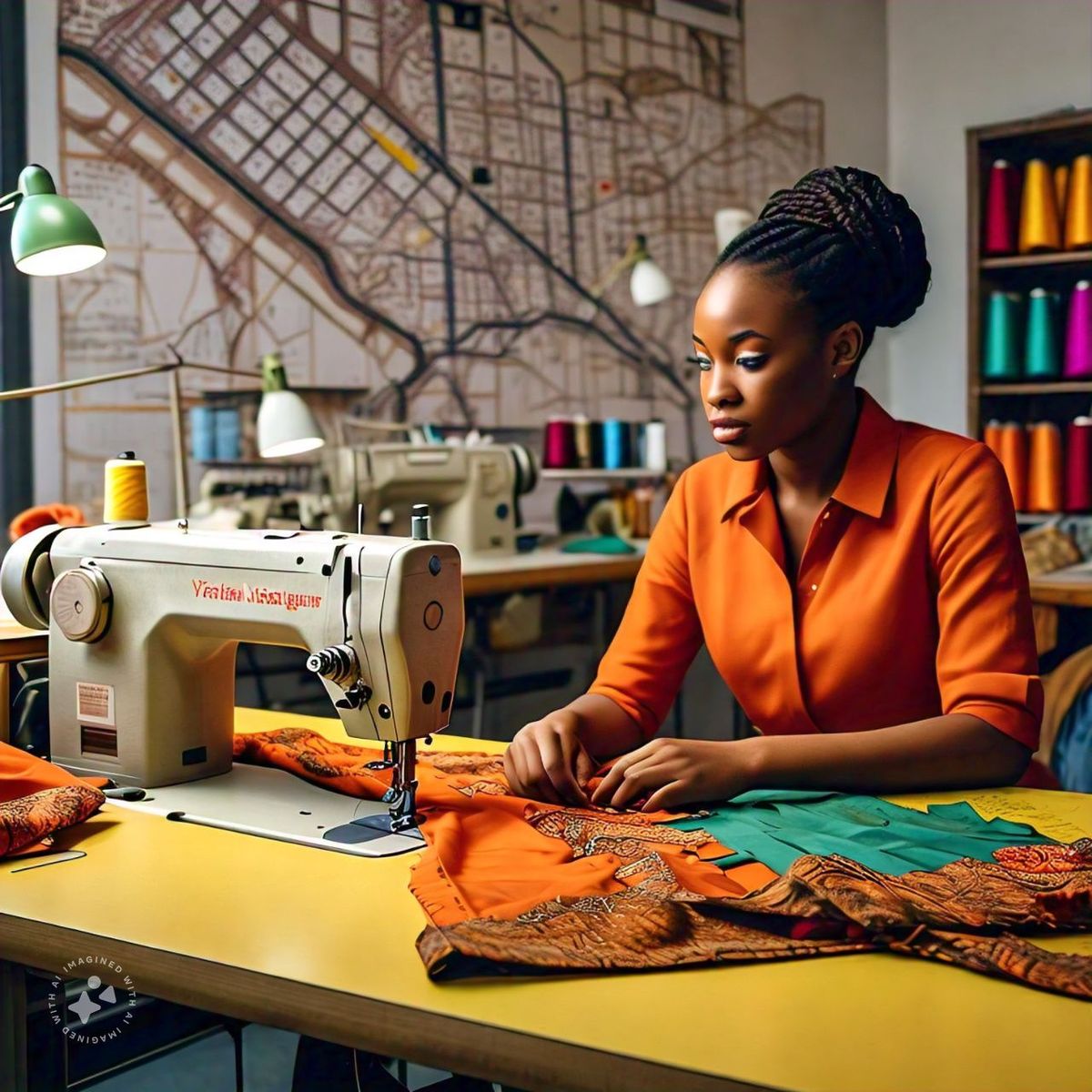 An inclusive woman in luxury repair services, representing the visionary fusion of garment longevity and modern luxury.