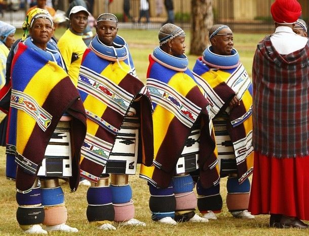 An image showing a group of women covered in the Ndebele aesthetic piece
