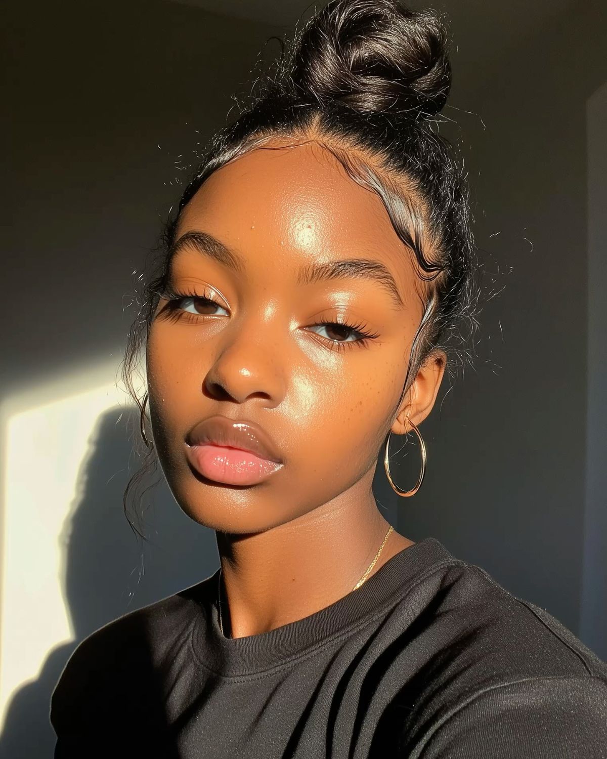 Dark skin with invisible sunscreen showing natural glow without white cast or ashiness
