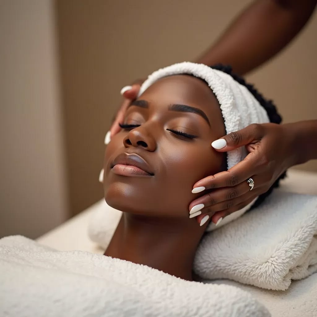 African facial massage technique using oil to improve circulation and skin texture
