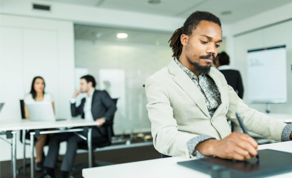 An image of a man which shows how African immigrants dress for job interviews