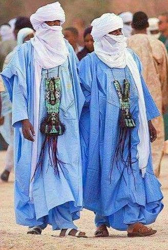 Tuareg men wearing indigo clothing. 
