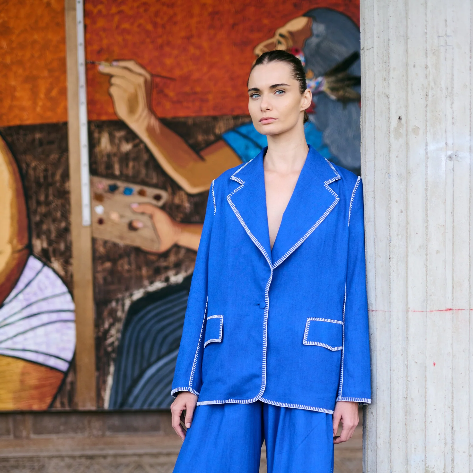 An image showing ESCVDO's Jarana blazer inspired by Peruvian culture
