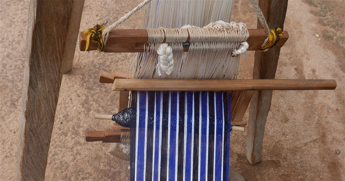  An image showing the weaving process of the Liberian country-cloth