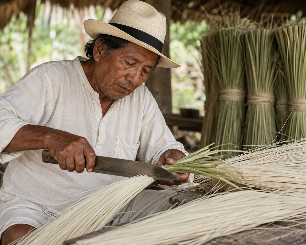 How Is Ecuador’s Toquilla Weaving Described at the Point of Sale?