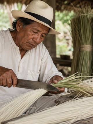 How Is Ecuador’s Toquilla Weaving Described at the Point of Sale?