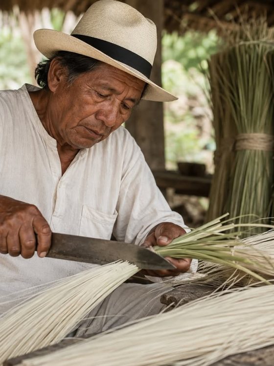How Is Ecuador’s Toquilla Weaving Described at the Point of Sale?